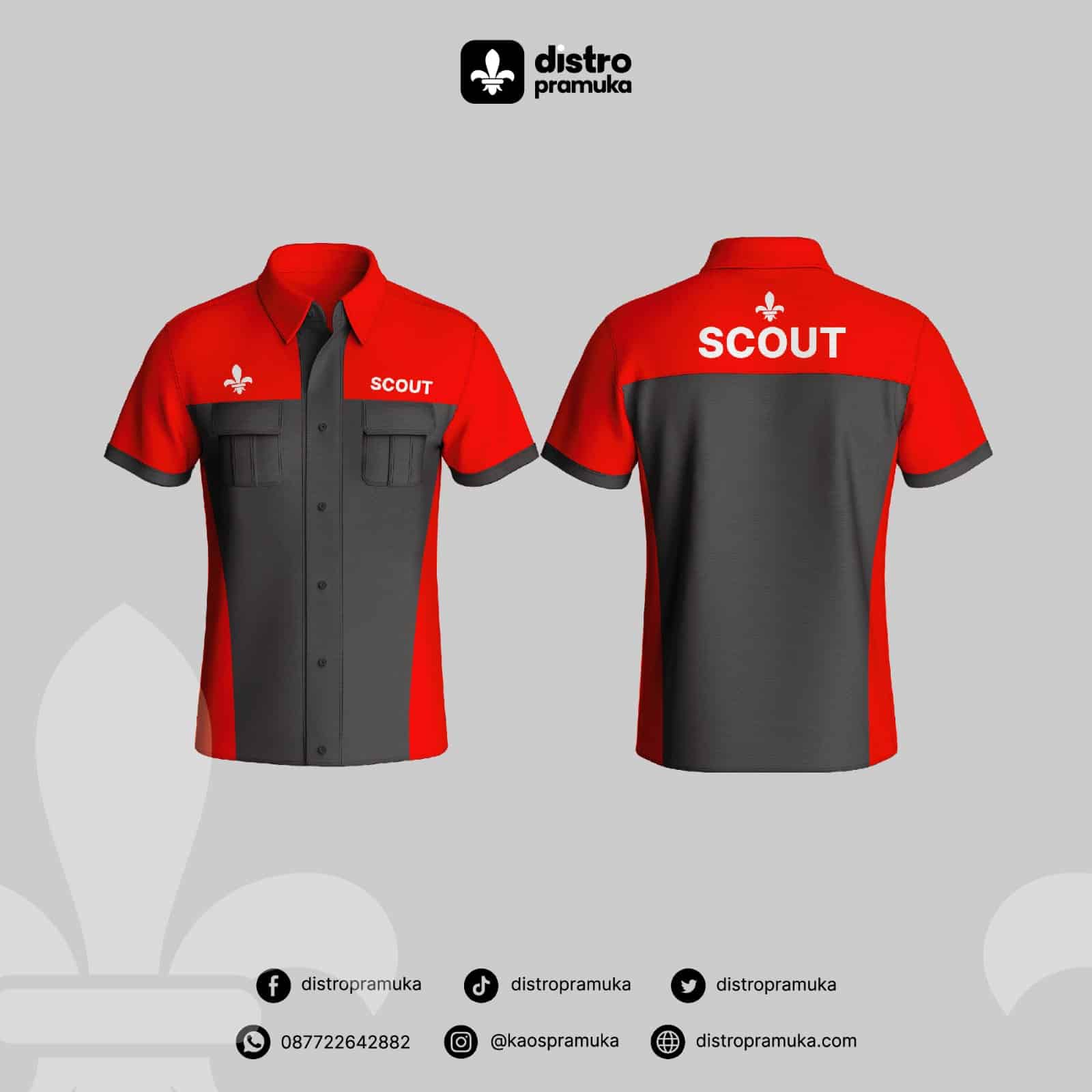 Baju Scout Kombinasi Merah Abu